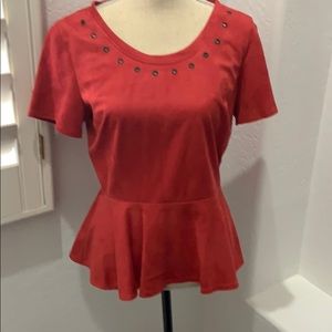 Red Vegan Suede Blouse
